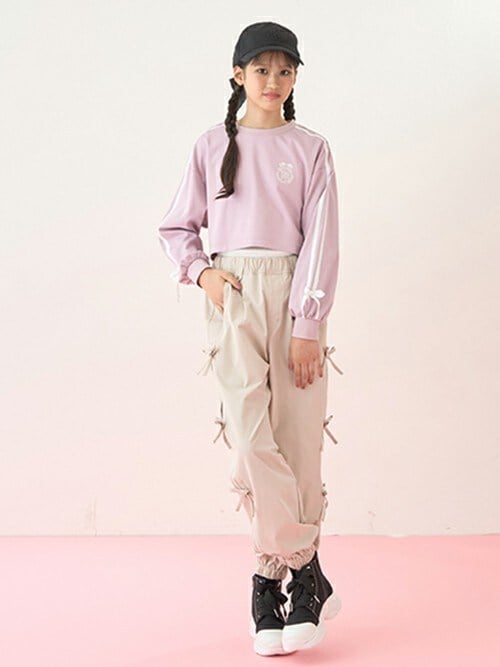 セール】サイドライン&リボン長袖Tシャツ タンクトップセット（T