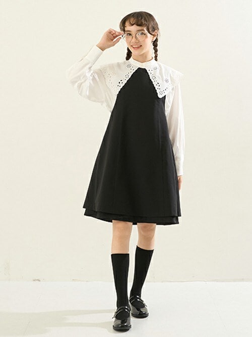 AMI】リバーシブルジャンパースカート（ジャンパースカート）｜pom  