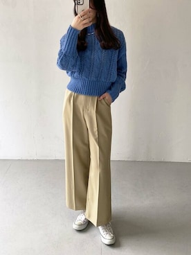 「CLEIO（クレイオ）のアイテム（スラックス）」を使った、Rinaさん（レディース・160cm）の冬コーディネート