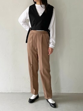 「カラーパンツ」｜「アイテム（セットアップ）」を使った、Rinaさん（レディース・160cm）の春コーディネート