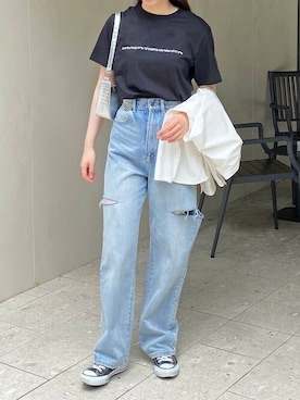 「GRL（グレイル）のアイテム（パンツ）」を使った、Rinaさん（レディース・160cm）の夏コーディネート