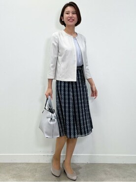 「Reflect（リフレクト）のアイテム（ノーカラージャケット）」を使った、Reflectさん（レディース・168cm）の夏コーディネート
