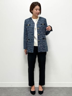「Reflect（リフレクト）のアイテム（ノーカラージャケット）」を使った、Reflectさん（レディース・168cm）の秋コーディネート