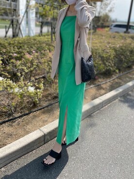 「リエディ」｜「アイテム（ジャンパースカート）」を使った、yukikoさん（レディース・161cm）の春コーディネート