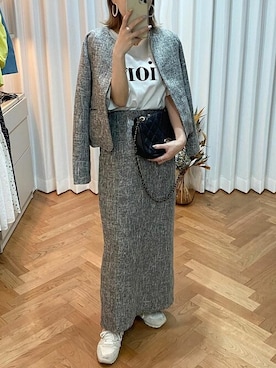 「リエディ」｜「アイテム（ノーカラージャケット）」を使った、yukikoさん（レディース・161cm）の春コーディネート