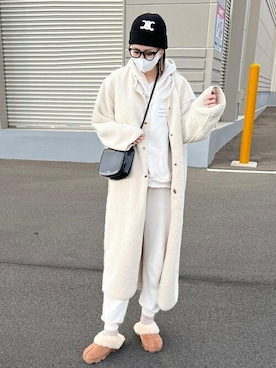 「ムートンブーツ」｜「アイテム（ムートンコート）」を使った、yukikoさん（レディース・161cm）の冬コーディネート