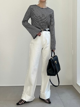 「Re:EDIT（リエディ）の[2023S/S COLLECTION][低身長サイズ有]コットンロールアップデニムパンツ」を使った、yukikoさんのコーディネート