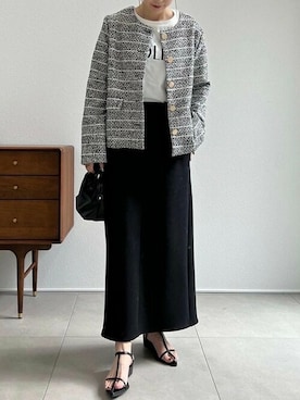 「リエディ」｜「アイテム（ノーカラージャケット）」を使った、yukikoさん（レディース・161cm）の冬コーディネート