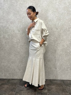 「リネンセットアップ」｜EUCLAID Staffさん（レディース・160cm）の春コーディネート