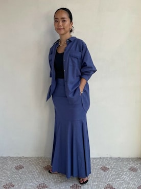 「リネンセットアップ」｜EUCLAID Staffさん（レディース・160cm）の春コーディネート