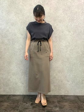 「EUCLAID（エウクレイド）のアイテム（Tシャツ/カットソー）」を使った、EUCLAID Staffさん（レディース・158cm）の春コーディネート