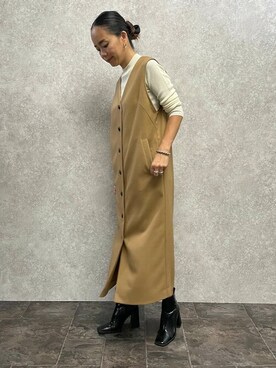 「EUCLAID（エウクレイド）のアイテム（ベスト）」を使った、EUCLAID Staffさん（レディース・160cm）の秋コーディネート