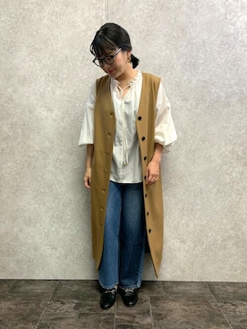 「EUCLAID（エウクレイド）のアイテム（ベスト）」を使った、EUCLAID Staffさん（レディース・157cm）の秋コーディネート