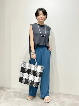 「Simplicite（サンプリシテ）のアイテム」を使った、O川さん（レディース・157cm）の夏コーディネート
