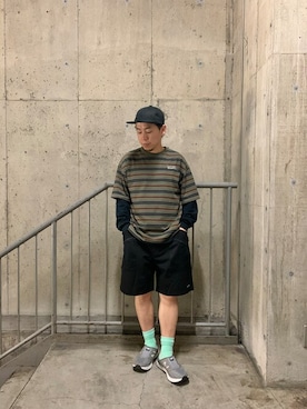 「MANASTASH（マナスタッシュ）のアイテム（キャップ）」を使った、funatoさん（メンズ・166cm）の春コーディネート