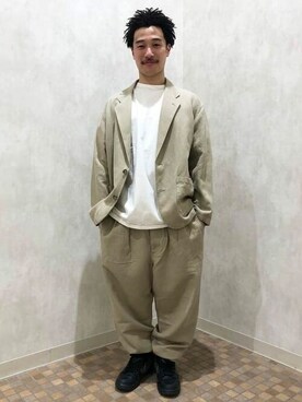 「BEAMS（ビームス）のアイテム（スラックス）」を使った、BEAMSさん（メンズ・165cm）の春コーディネート