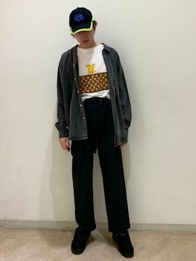 「Gramicci（グラミチ）のアイテム（チノパンツ）」を使った、BEAMSさん（メンズ・182cm）の春コーディネート