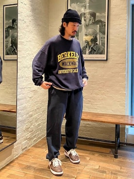 「Champion（チャンピオン）のアイテム（スウェットパンツ）」を使った、BEAMSさん（メンズ・173cm）の春コーディネート
