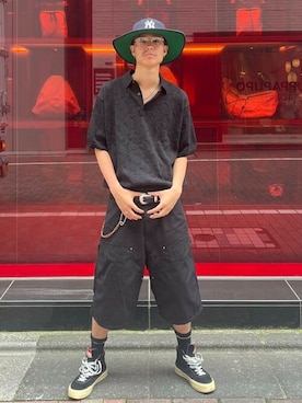 「アイテム（ポロシャツ）」を使った、BEAMSさん（メンズ・181cm）の夏コーディネート