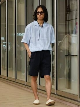 「BEAMS（ビームス）のアイテム（サンダル）」を使った、BEAMSさん（メンズ・167cm）の夏コーディネート