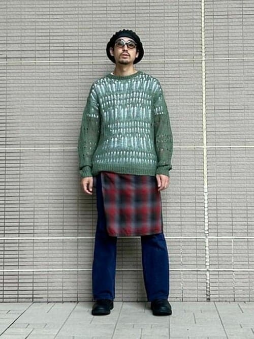 セール】BEAMS / オンブレチェック オープンカラー シャツ