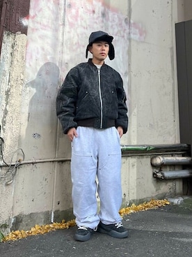 「アイテム（スウェットパンツ）」を使った、BEAMSさん（メンズ・164cm）の冬コーディネート