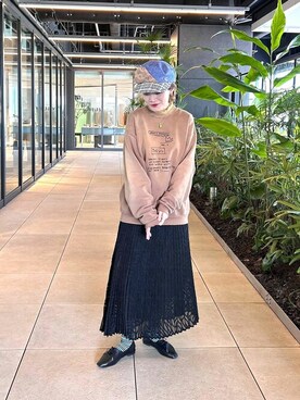 「アイテム（キャスケット、その他）」を使った、ca4laさん（レディース・155cm）の春コーディネート