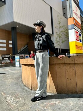 「アイテム（キャスケット、その他）」を使った、ca4laさん（レディース・155cm）の秋コーディネート