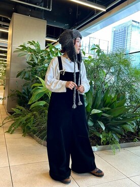 「アイテム（ニットキャップ/ビーニー、グレー系）」を使った、ca4laさん（レディース・155cm）の冬コーディネート