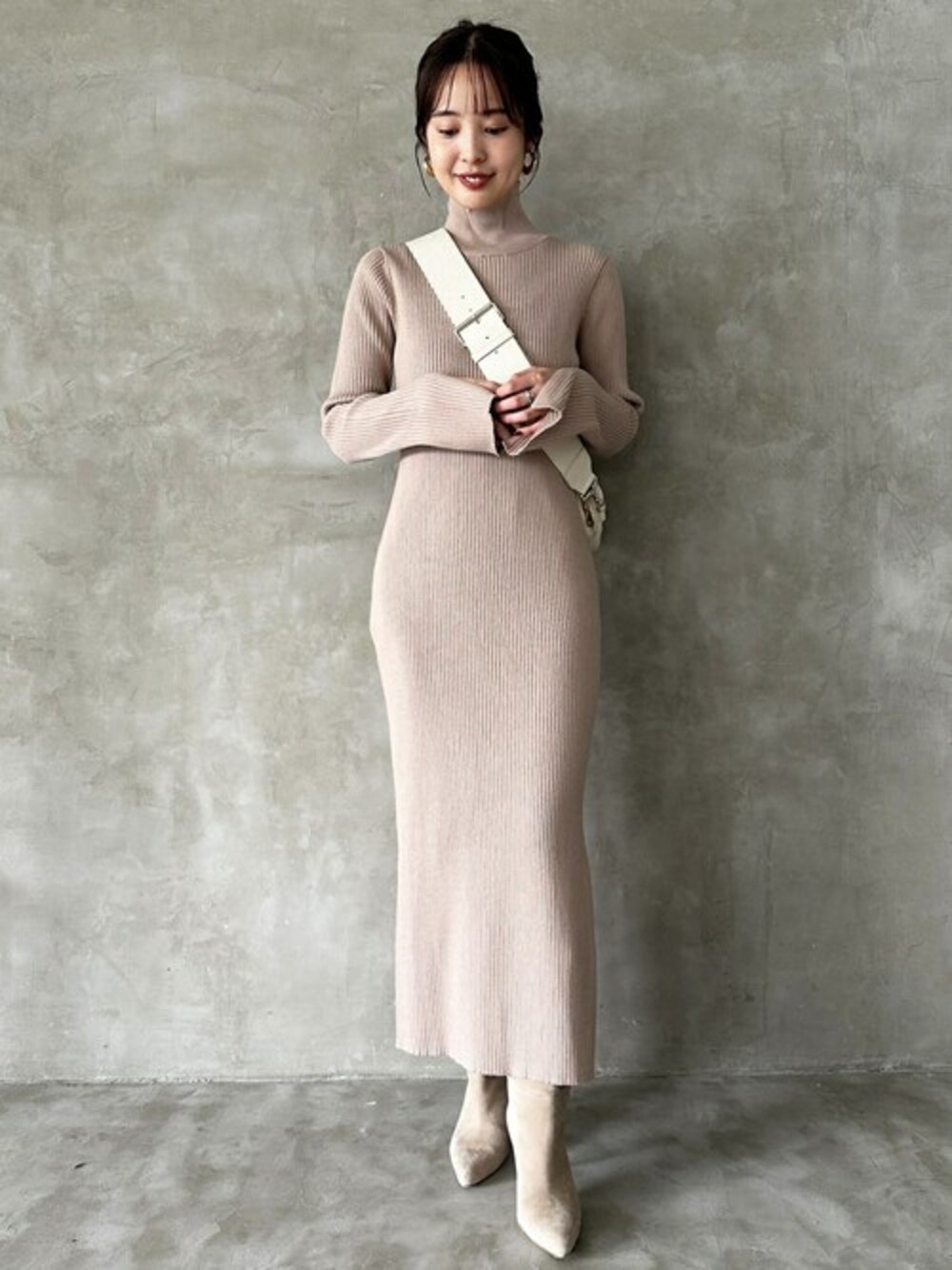新品　NOBLE ノーブル　ナロータイトスリットニットワンピース　リブワンピース 追加》ナロータイトスリットニットワンピースを使った人気ファッション