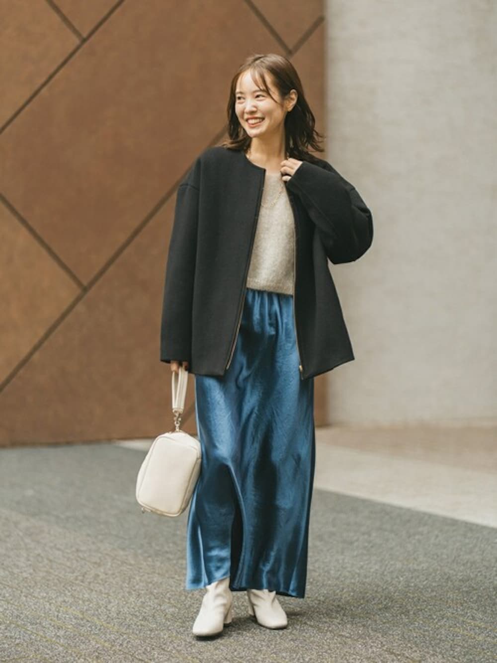 追加》MTRカラーレスジップショートコートを使った人気ファッション