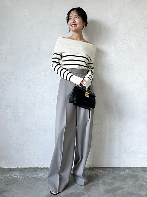 未使用 NOBLE ノーブル 2024AW オフショルニット ボーダー Noble - 24AW ノーブル オフショルニット ボーダーの通販 by