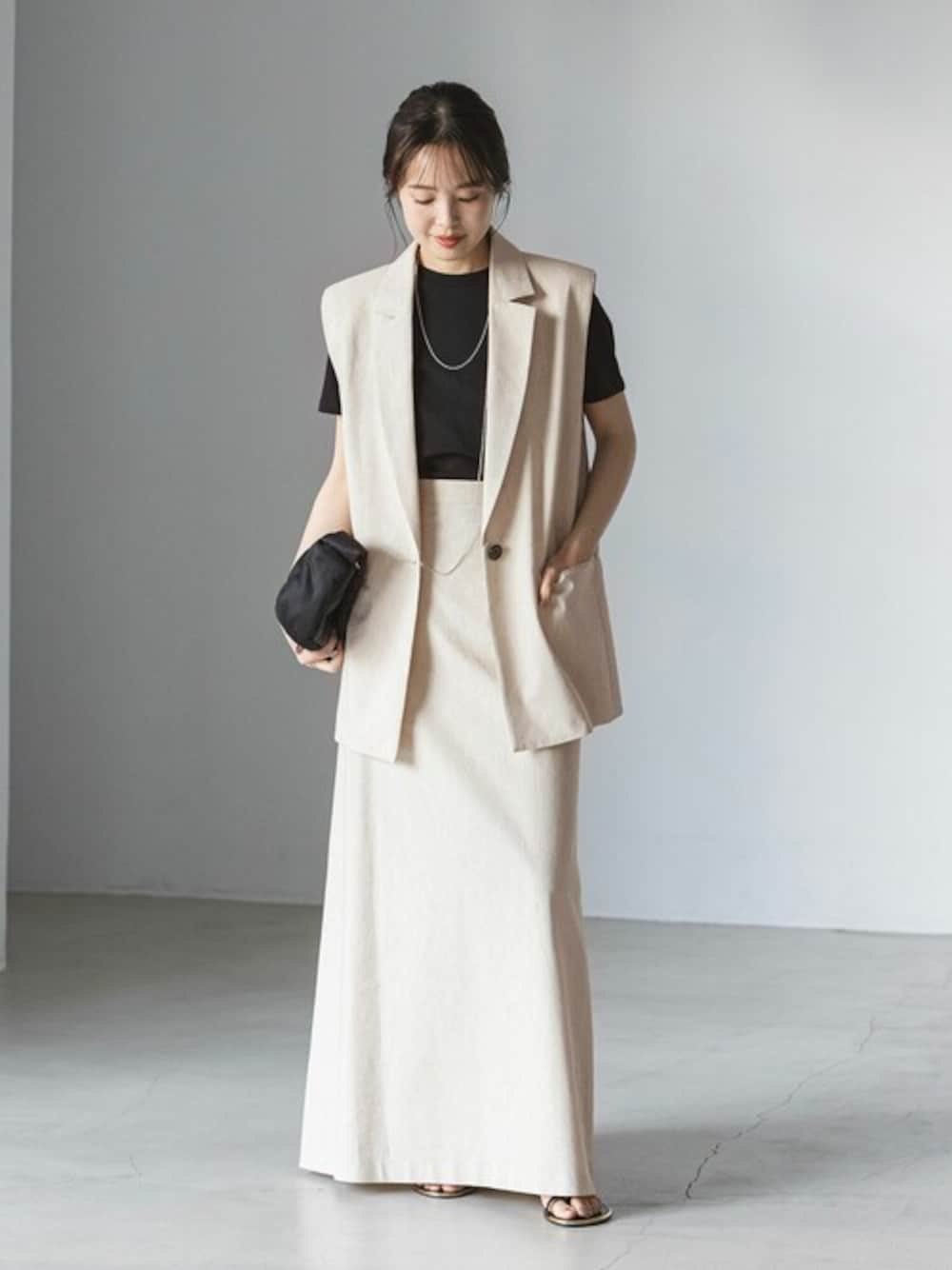 未使用品】NOBLE/コットンリネンパワーショルダージレ/size36/黒