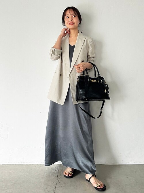 美品　NOBLE 麻ストレッチダブルブレストジャケット　ベージュ　金ボタン　春夏 NOBLE ジャケット テーラードジャケット 《追加》麻ストレッチ