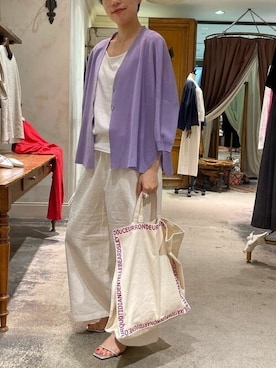 新品タグ付き BEARDSLEY リネン混ジャガードウエストリブパンツ BEARDSLEY（ビアズリー）の「リネン混ジャガードウエスト