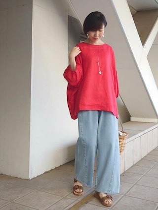 BEARDSLEYリネン前後ブラウス　　　RED BEARDSLEY 《前後で着られる》リネンブラウス リネン100 麻100