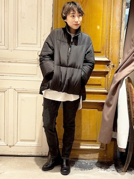 「BEARDSLEY」｜「アイテム（ダウンジャケット/コート）」を使った、BEARDSLEYさん（レディース・157cm）の夏コーディネート