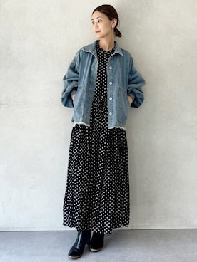 「BEARDSLEY」｜「アイテム（デニムジャケット）」を使った、BEARDSLEYさん（レディース・158cm）の夏コーディネート