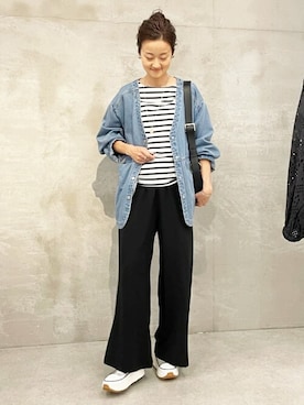「BEARDSLEY」｜「アイテム（スラックス）」を使った、BEARDSLEYさん（レディース・166cm）の夏コーディネート