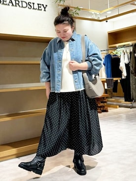 「BEARDSLEY」｜「アイテム（デニムジャケット）」を使った、BEARDSLEYさん（レディース・158cm）の夏コーディネート