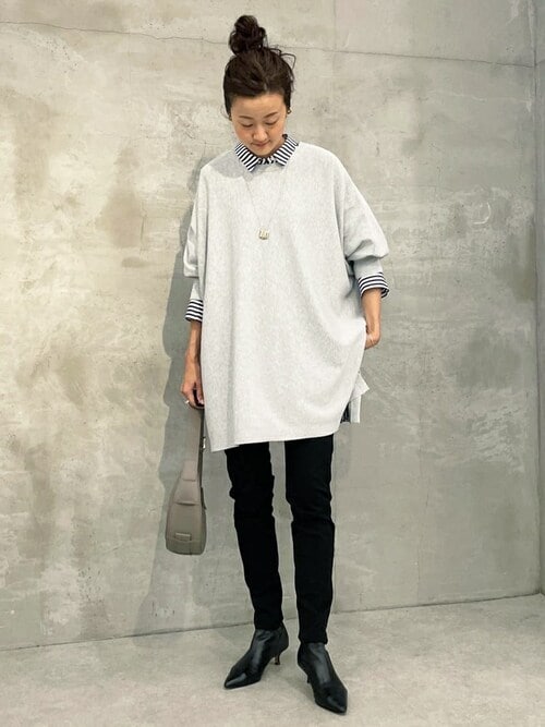 BEARDSLEY グレーチュニックニット BEARDSLEYのチュニックを使った人気ファッションコーディネート - WEAR