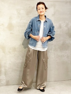 「BEARDSLEY」｜「アイテム（デニムジャケット）」を使った、BEARDSLEYさん（レディース・166cm）の夏コーディネート