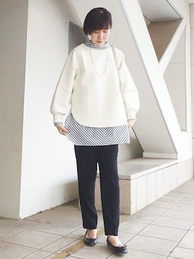 「BEARDSLEY」｜「アイテム（スラックス）」を使った、BEARDSLEYさん（レディース・164cm）の夏コーディネート