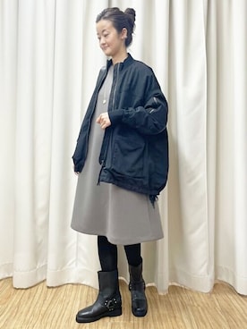 「BEARDSLEY」｜「アイテム（MA-1）」を使った、BEARDSLEYさん（レディース・166cm）の秋コーディネート