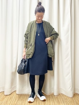 「BEARDSLEY」｜「アイテム（MA-1）」を使った、BEARDSLEYさん（レディース・166cm）の秋コーディネート