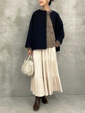 「BEARDSLEY」｜「アイテム（その他アウター）」を使った、BEARDSLEYさん（レディース・166cm）の秋コーディネート