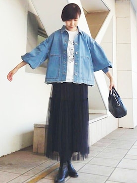 「BEARDSLEY」｜「アイテム（デニムジャケット）」を使った、BEARDSLEYさん（レディース・164cm）の秋コーディネート