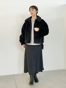 「BEARDSLEY」｜「アイテム（ブルゾン）」を使った、BEARDSLEYさん（レディース・154cm）の秋コーディネート