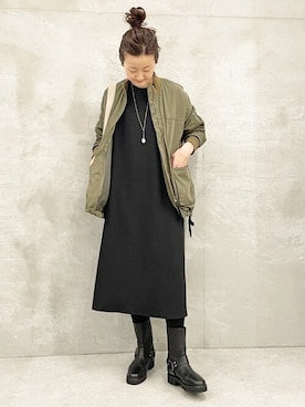 「BEARDSLEY」｜「アイテム（MA-1）」を使った、BEARDSLEYさん（レディース・166cm）の秋コーディネート