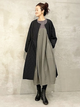 「BEARDSLEY」｜「アイテム（その他アウター）」を使った、BEARDSLEYさん（レディース・166cm）の秋コーディネート